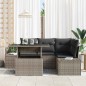 vidaXL Set di divani da giardino 5 pezzi con cuscini in rattan grigio