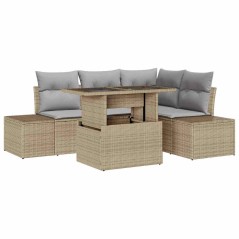 vidaXL Set da Giardino a 5 Pezzi con Cuscini Beige in Polyrattan