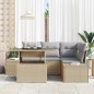 vidaXL Set da Giardino a 5 Pezzi con Cuscini Beige in Polyrattan