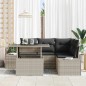 vidaXL Set di divani da giardino 5 pezzi con cuscini grigio chiaro in rattan sintetico