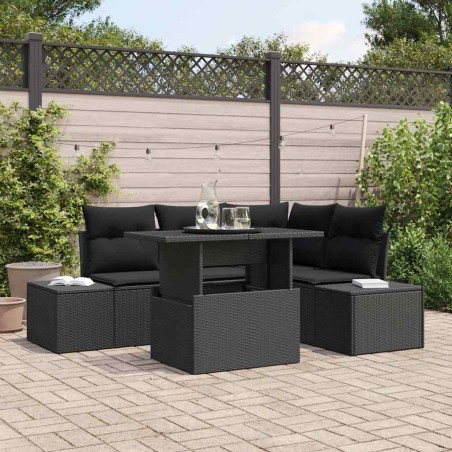 vidaXL Set di divani da giardino da 5 pezzi con cuscini in rattan sintetico nero