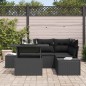 vidaXL Set di divani da giardino da 5 pezzi con cuscini in rattan sintetico nero