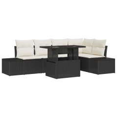 vidaXL Set di divani da giardino in rattan polietilene nero, 6 pezzi con cuscini.