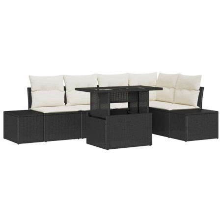 vidaXL Set di divani da giardino in rattan polietilene nero, 6 pezzi con cuscini.