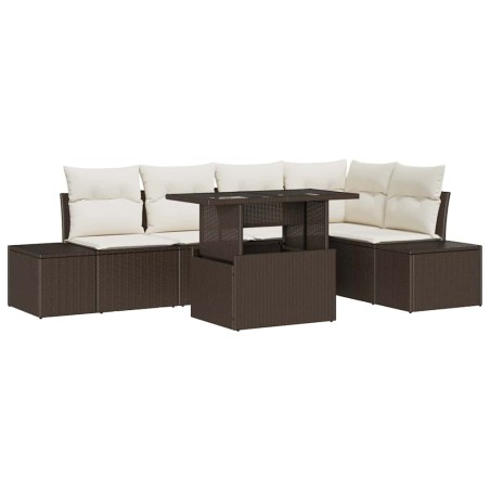 vidaXL Set di Divani da Giardino a 6 Pezzi con Cuscini in Rattan Poliestere Marrone
