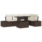 vidaXL Set di Divani da Giardino a 6 Pezzi con Cuscini in Rattan Poliestere Marrone vidaXL Set di Divani da Giardino a 6 Pezzi con Cuscini in Rattan Poliestere Marrone