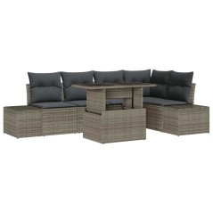 vidaXL Set divani da giardino 6 pezzi con cuscini grigi in rattan