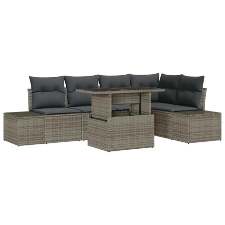 vidaXL Set divani da giardino 6 pezzi con cuscini grigi in rattan