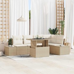 vidaXL Set Divano da Giardino 6 Pezzi con Cuscini in Rattan Beige