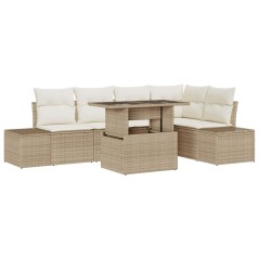 vidaXL Set Divano da Giardino 6 Pezzi con Cuscini in Rattan Beige