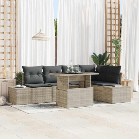 vidaXL Set Giardino 6 Pezzi con Cuscini in Rattan e Poliestere Grigio Chiaro