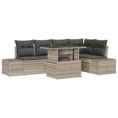vidaXL Set Giardino 6 Pezzi con Cuscini in Rattan e Poliestere Grigio Chiaro