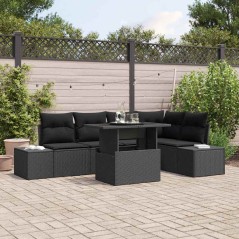 vidaXL Set Divano da Giardino 6 pcs Nero 100 x 55 x 73 cm Rattan PE