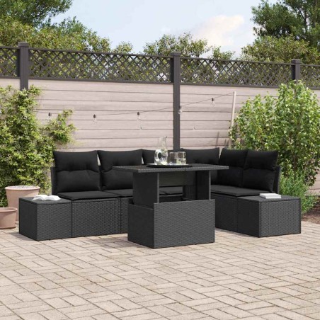 vidaXL Set Divano da Giardino 6 pcs Nero 100 x 55 x 73 cm Rattan PE