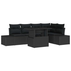 vidaXL Set Divano da Giardino 6 pcs Nero 100 x 55 x 73 cm Rattan PE