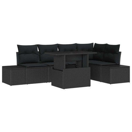 vidaXL Set Divano da Giardino 6 pcs Nero 100 x 55 x 73 cm Rattan PE