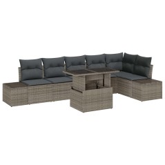 vidaXL Set da giardino 7 pezzi con cuscini grigi in rattan sintetico
