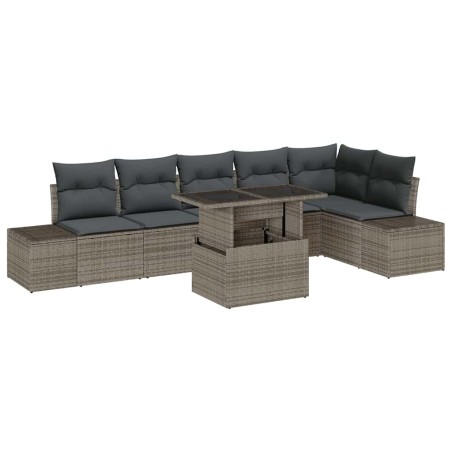 vidaXL Set da giardino 7 pezzi con cuscini grigi in rattan sintetico
