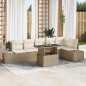 vidaXL Set giardino 7 pezzi con cuscini beige in rattan sintetico