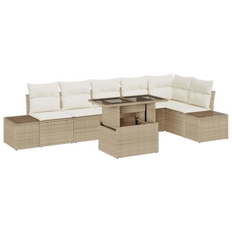 vidaXL Set giardino 7 pezzi con cuscini beige in rattan sintetico