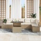 vidaXL Set giardino 7 pezzi con cuscini beige in rattan sintetico