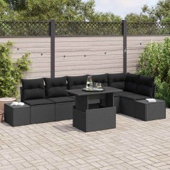 vidaXL Set di divani da giardino 7 pezzi con cuscini in rattan sintetico nero