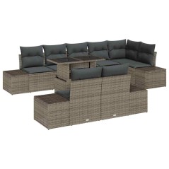 vidaXL Set di divani da giardino 9 pezzi con cuscini grigi in poly rattan