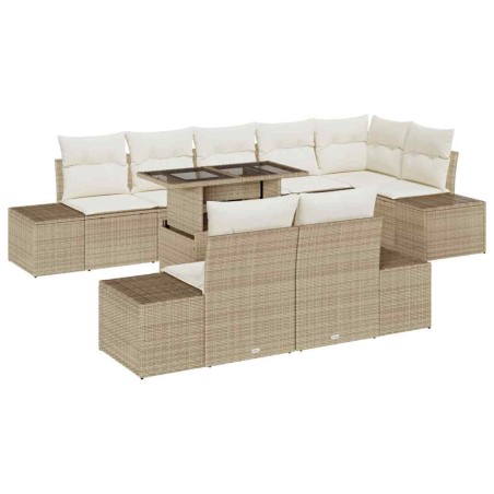 vidaXL Set di divani da giardino da 9 pezzi con cuscini beige in polyrattan