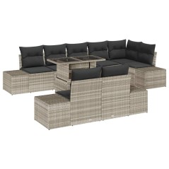 vidaXL Set di divani da giardino 9 pezzi con cuscini in rattan sintetico grigio chiaro