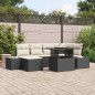 vidaXL Set Divano da Giardino 7 Pezzi con Cuscini Rattan Sintetico Nero