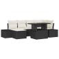 vidaXL Set Divano da Giardino 7 Pezzi con Cuscini Rattan Sintetico Nero