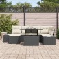 vidaXL Set Divano da Giardino 7 Pezzi con Cuscini Rattan Sintetico Nero