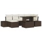 vidaXL Set di divani da giardino in 7 pezzi con cuscini in rattan sintetico marrone