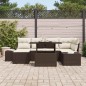 vidaXL Set di divani da giardino in 7 pezzi con cuscini in rattan sintetico marrone