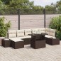 vidaXL Set da giardino 8 pezzi con cuscini marroni in poly rattan