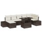 vidaXL Set da giardino 8 pezzi con cuscini marroni in poly rattan