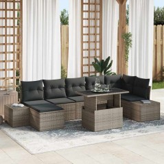 vidaXL Set Giardino 8 Pezzi con Cuscini Grigi in Rattan Sintetico