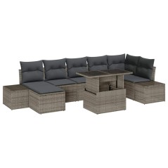 vidaXL Set Giardino 8 Pezzi con Cuscini Grigi in Rattan Sintetico
