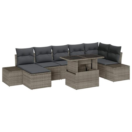 vidaXL Set Giardino 8 Pezzi con Cuscini Grigi in Rattan Sintetico