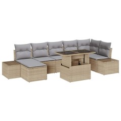 vidaXL Set da giardino da 8 pezzi con cuscini in rattan sintetico beige