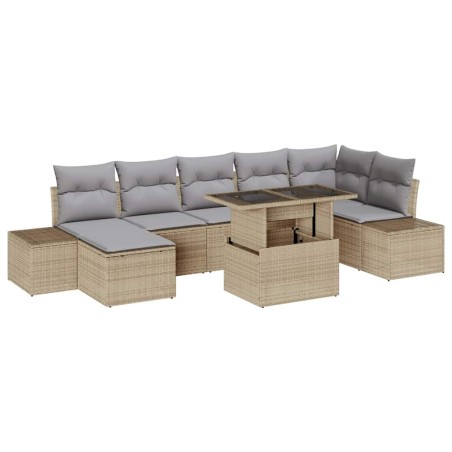 vidaXL Set da giardino da 8 pezzi con cuscini in rattan sintetico beige