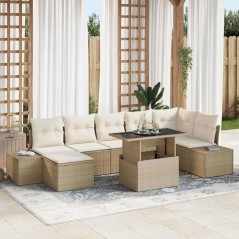 vidaXL Set di divani da giardino 8 pezzi con cuscini beige in rattan sintetico