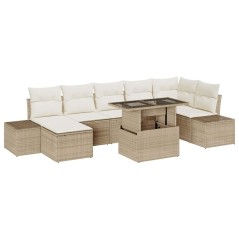 vidaXL Set di divani da giardino 8 pezzi con cuscini beige in rattan sintetico
