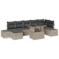 vidaXL Set da Giardino di 8 pezzi con cuscini grigio chiaro in rattan sintetico