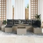 vidaXL Set da Giardino di 8 pezzi con cuscini grigio chiaro in rattan sintetico