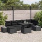 vidaXL Set da Giardino in 8 Pezzi con Cuscini in Rattan Sintetico Nero