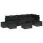 vidaXL Set da Giardino in 8 Pezzi con Cuscini in Rattan Sintetico Nero