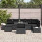 vidaXL Set da Giardino in 8 Pezzi con Cuscini in Rattan Sintetico Nero
