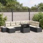 vidaXL Set di divani da giardino 9 pezzi con cuscini in polirattan nero vidaXL Set di divani da giardino 9 pezzi con cuscini in polirattan nero