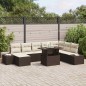 vidaXL Set da Giardino 9 Pezzi con Cuscini in Rattan Sintetico Marrone
